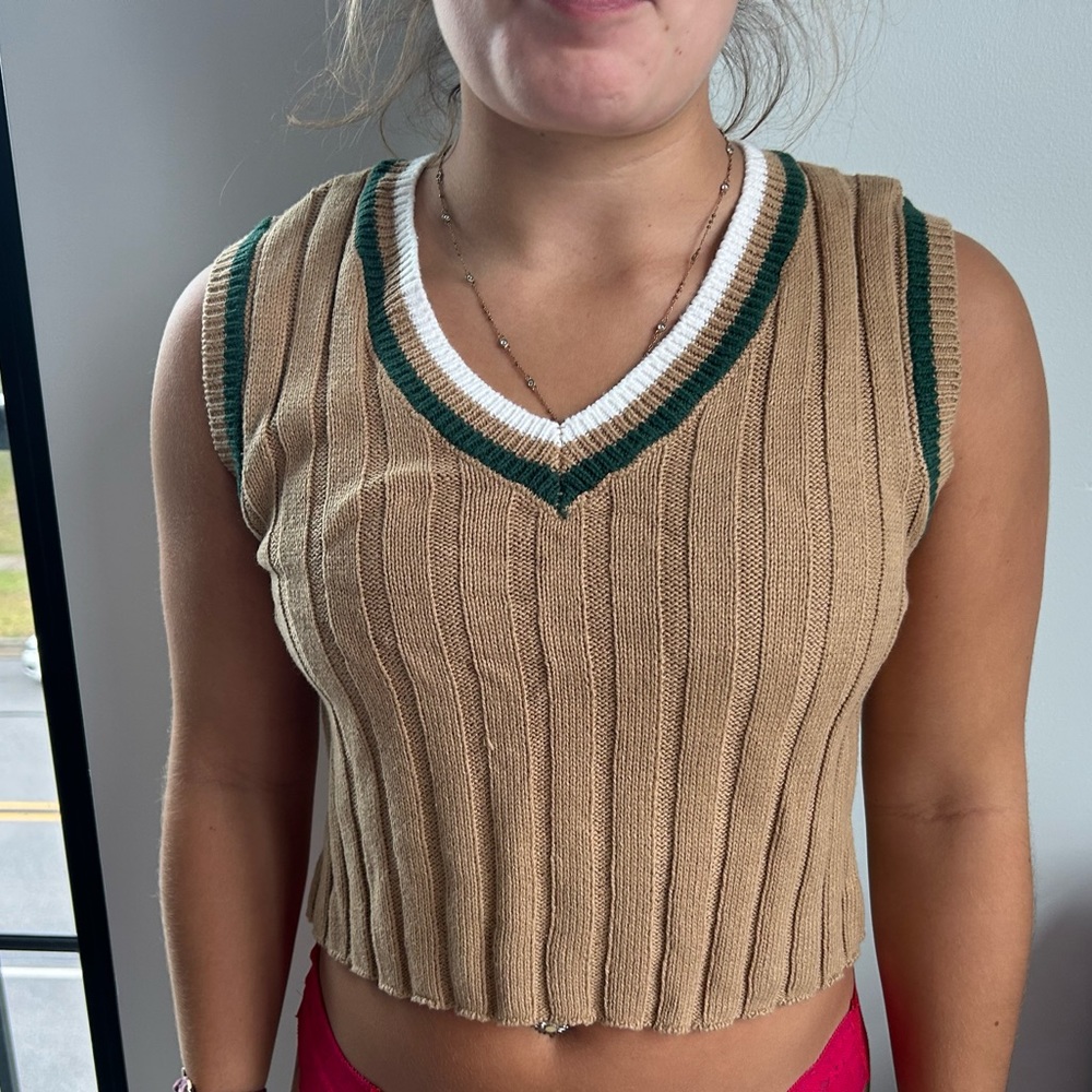Brown sweater vest